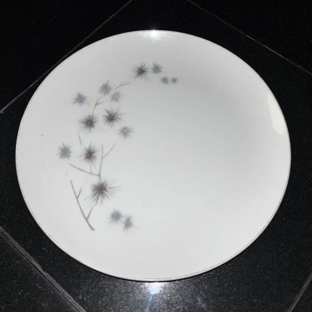 Creative Fine China Platinum Star Burst Dinner Plate Japan MCM Atomic 10.25 Inch